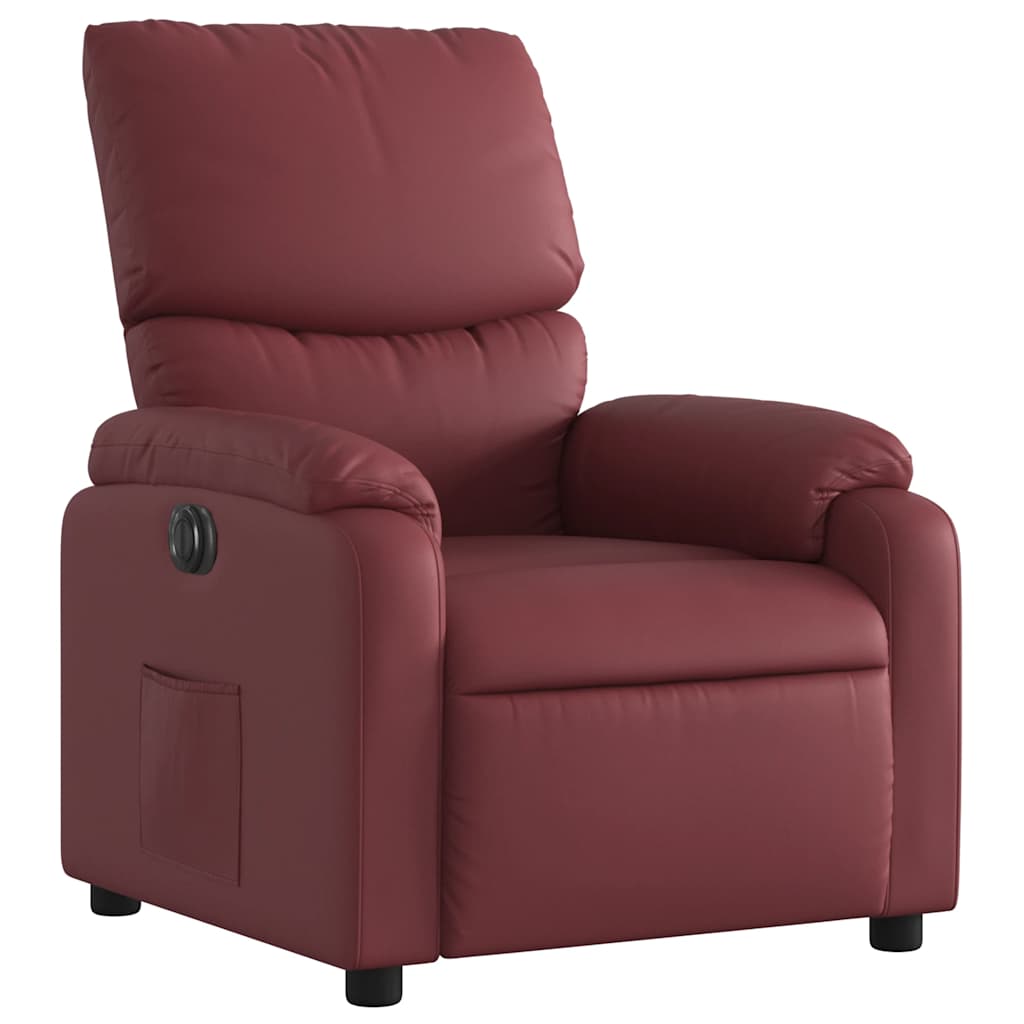 Poltrona reclinável elétrica couro artificial vermelho tinto