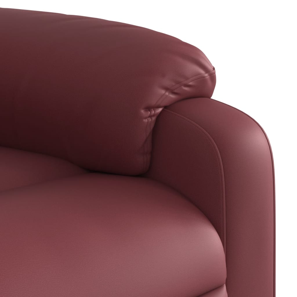 Poltrona reclinável elétrica couro artificial vermelho tinto
