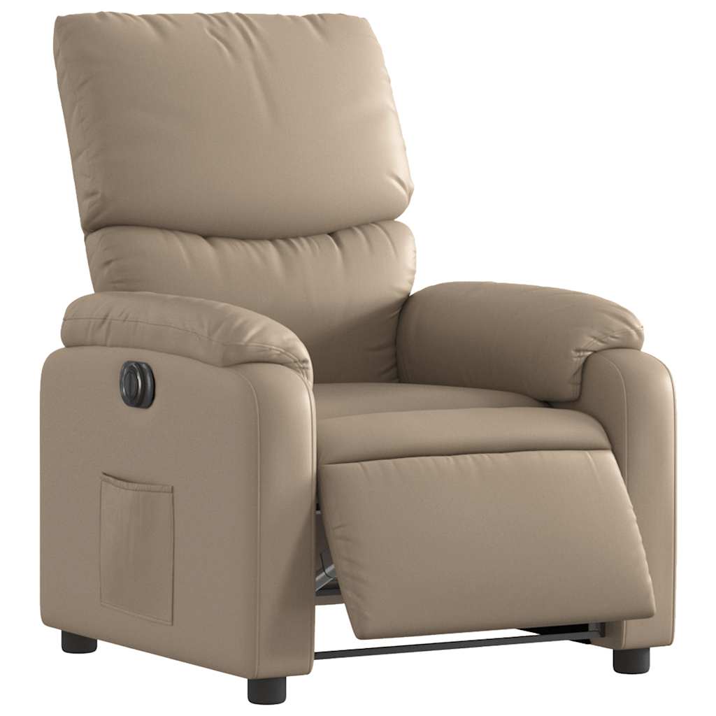 Poltrona reclinável elétrica couro artificial cor cappuccino