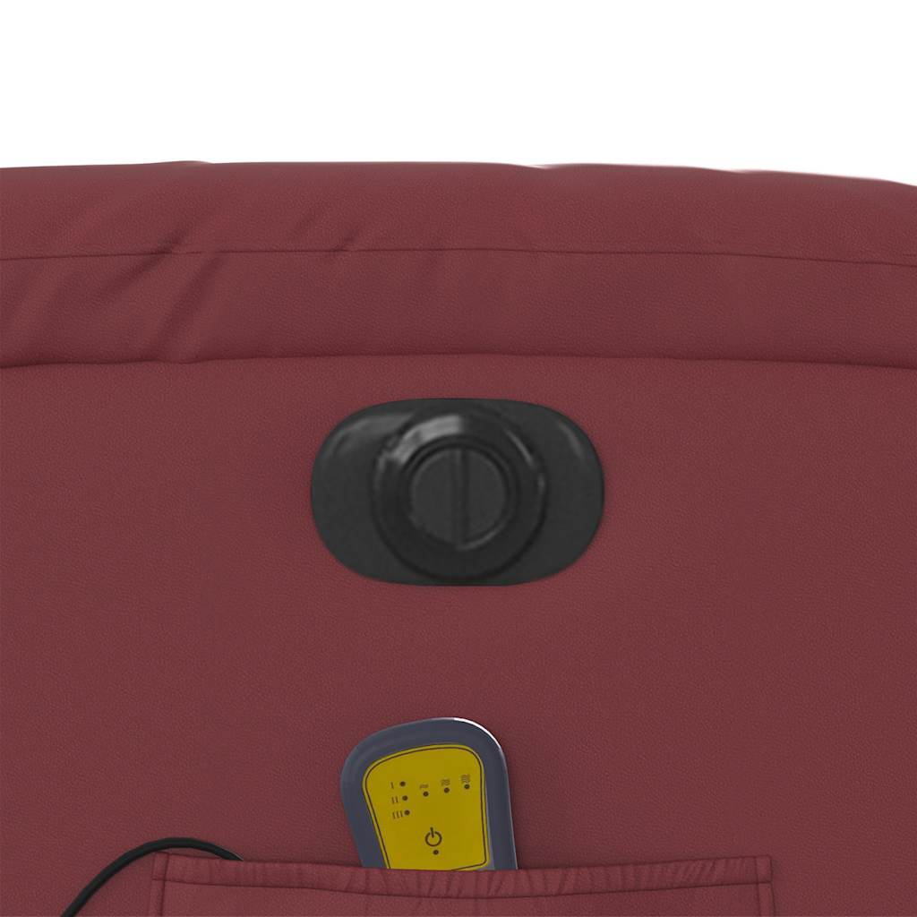 Poltrona massagens reclin. elétrica couro artif. vermelho-tinto