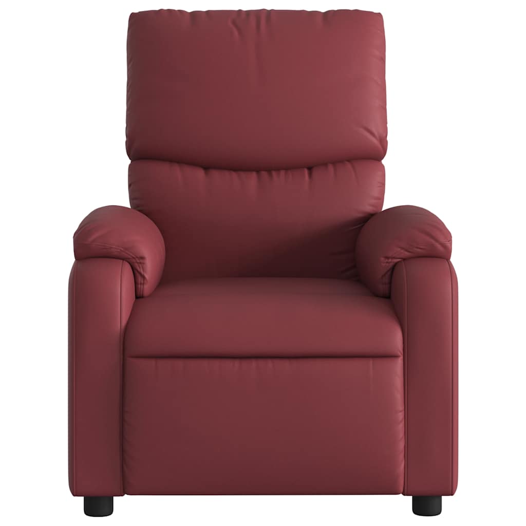Poltrona massagens reclin. elétrica couro artif. vermelho-tinto