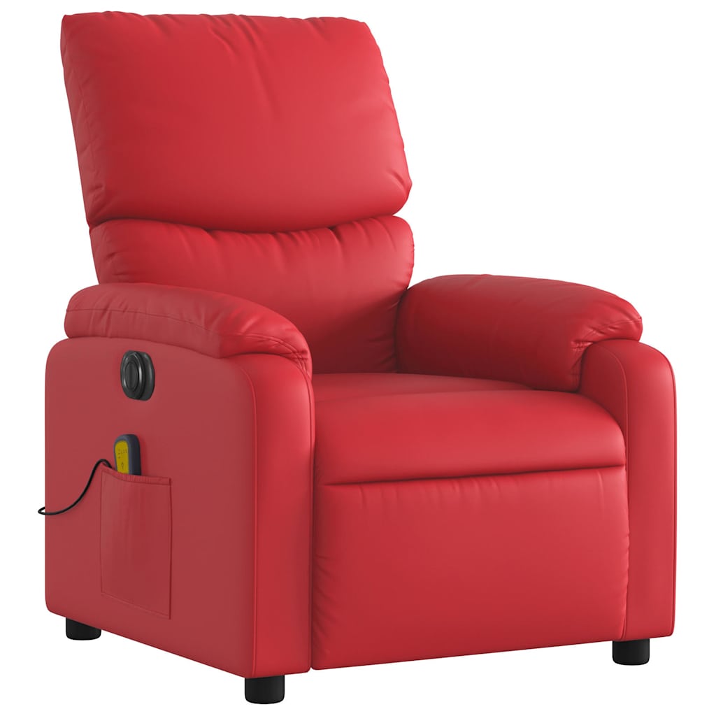 Poltrona massagens reclinável elétrica couro artif. vermelho
