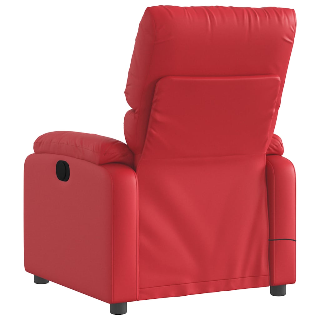 Poltrona massagens reclinável elétrica couro artif. vermelho