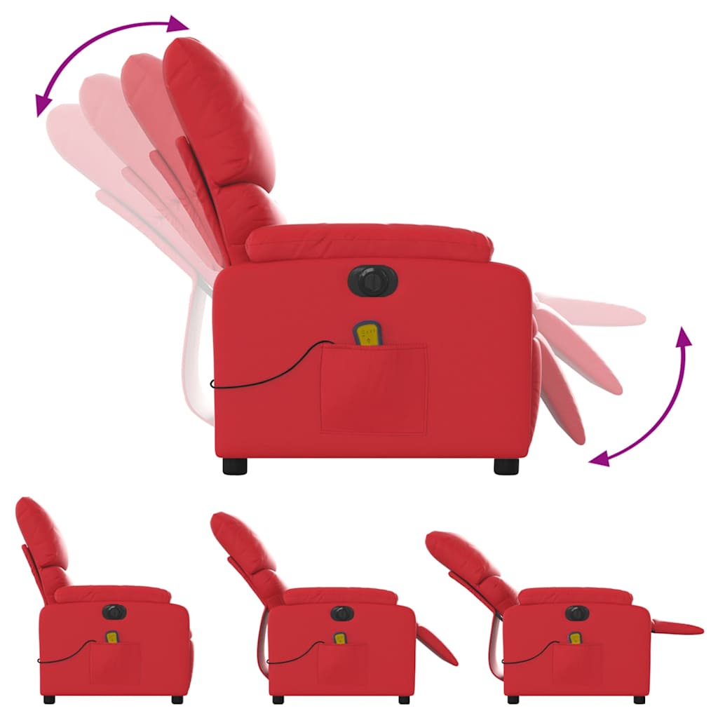 Poltrona massagens reclinável elétrica couro artif. vermelho