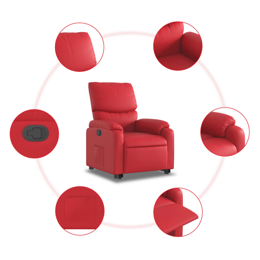 Poltrona reclinável elevatória couro artificial vermelho