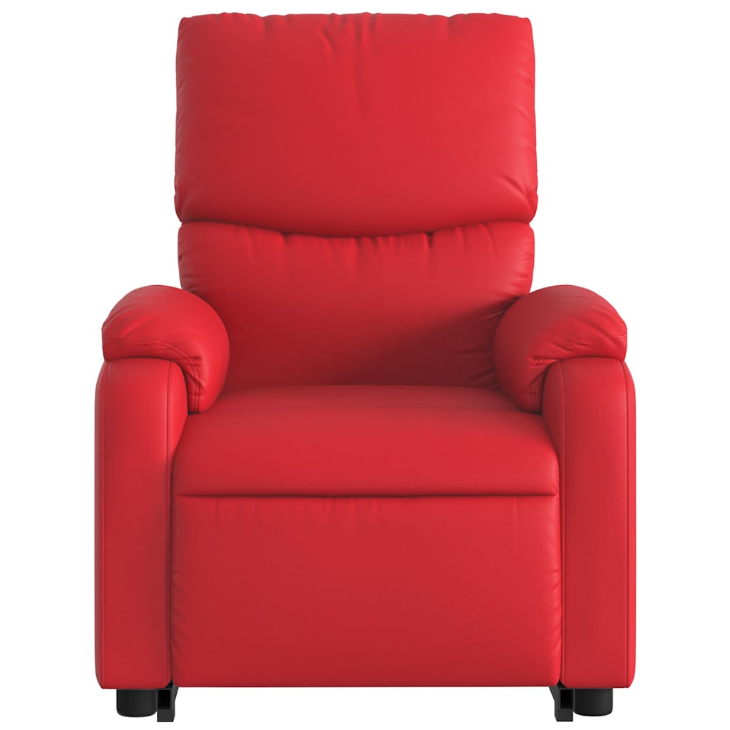 Poltrona reclinável elevatória couro artificial vermelho