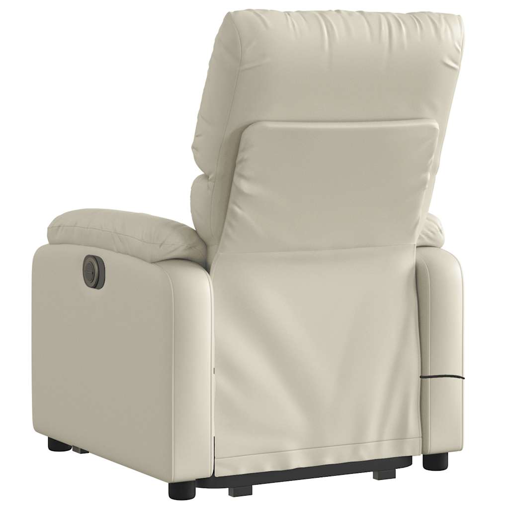Poltrona reclinável de massagens couro artificial cor creme