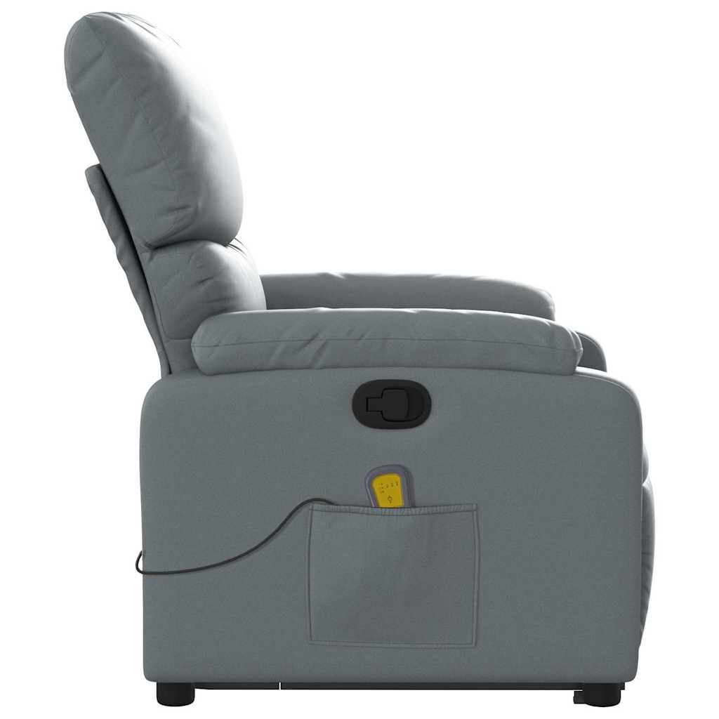 Poltrona massagens reclinável elevatória couro artif. cinzento