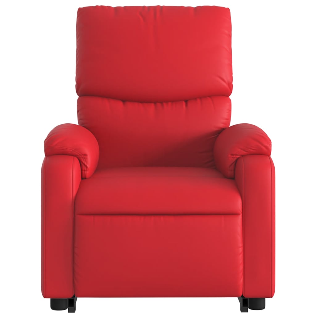 Poltrona massagens reclinável elevatória couro artif. vermelho
