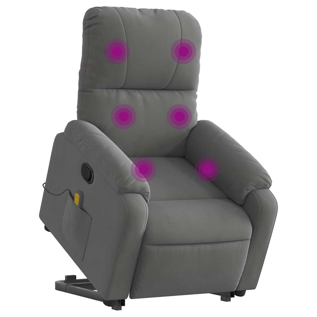 Poltrona massagens reclin. elevatória microfibra cinza-escuro