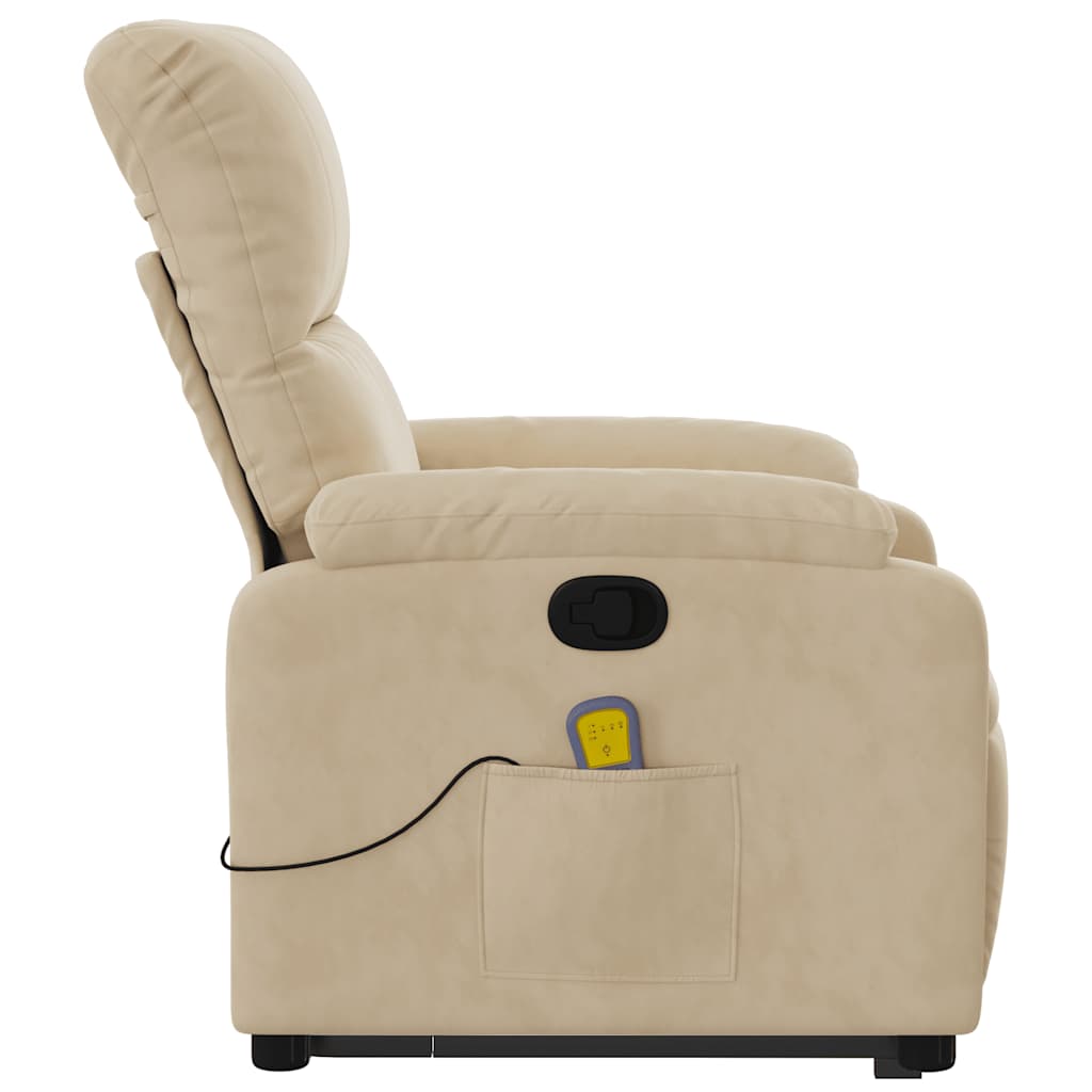 Poltrona massagens reclinável elevatória microfibra cor creme