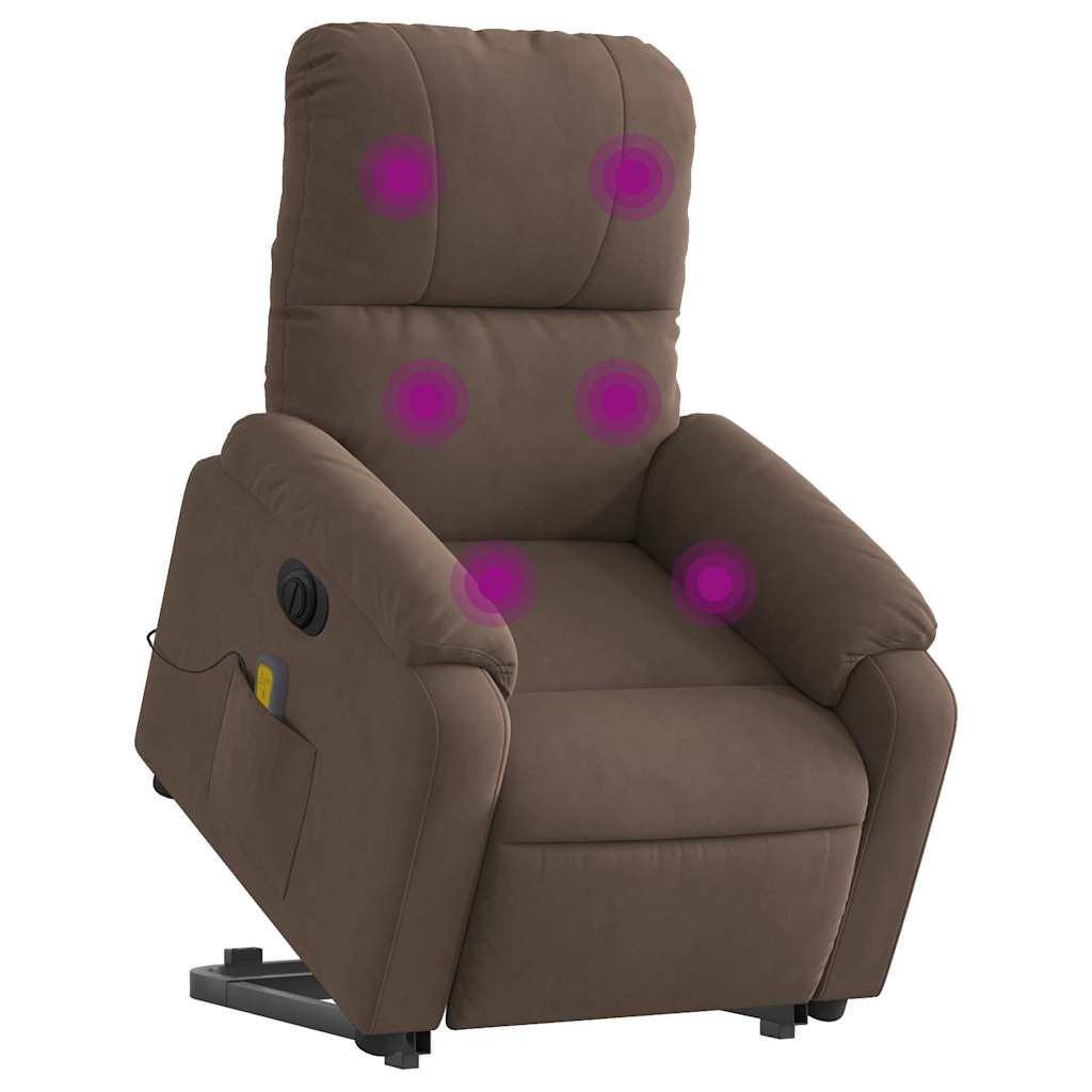 Poltrona de massagens elétrica elevatória microfibra castanho