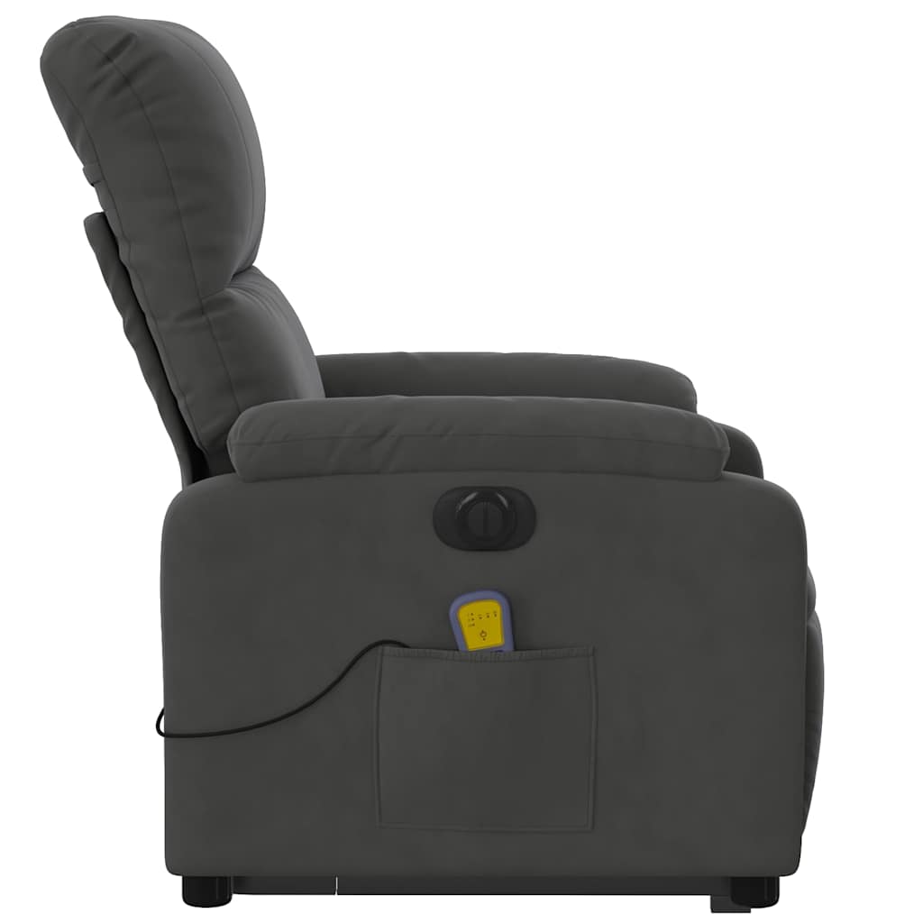 Poltrona massagens elétrica elevatória microfibra cinza-escuro