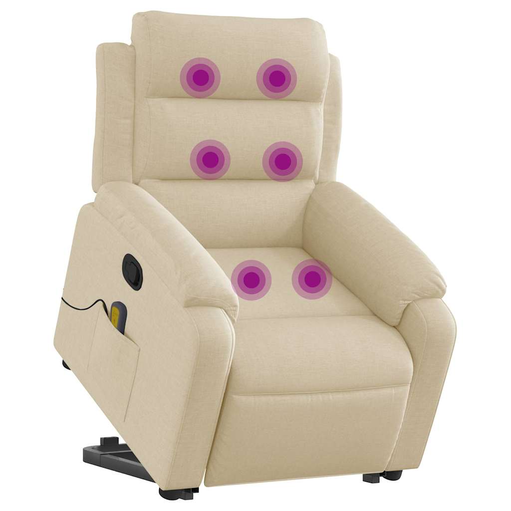 Poltrona elevatória de massagens tecido cor creme