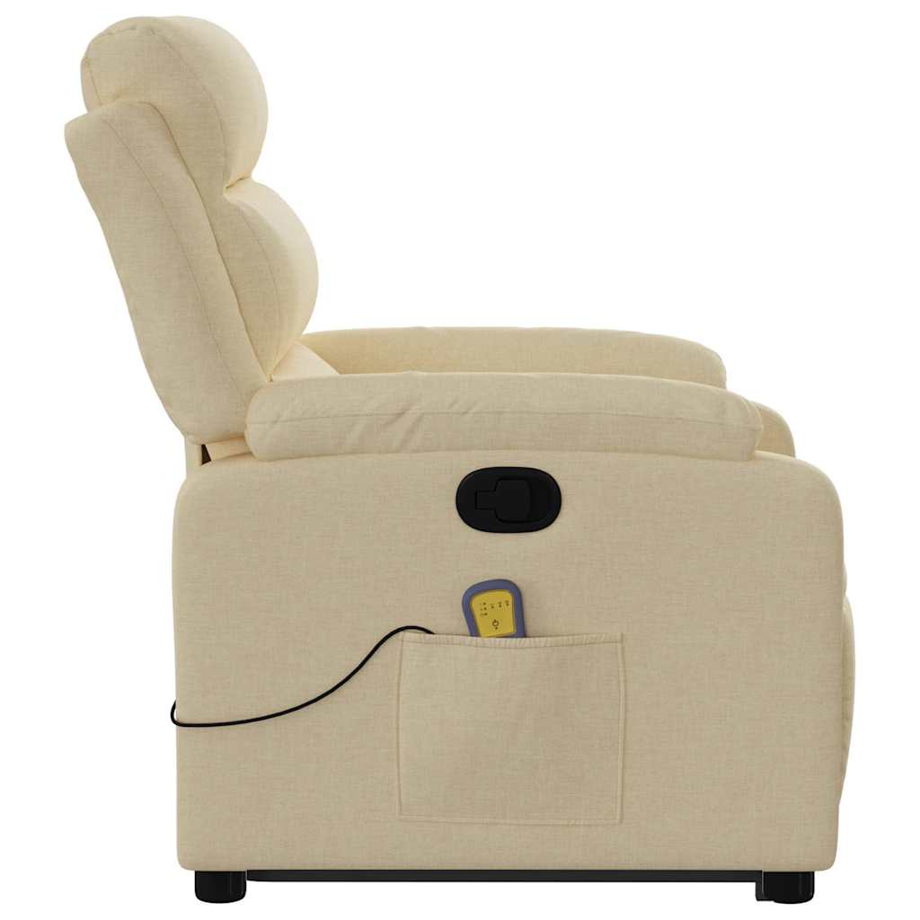 Poltrona elevatória de massagens tecido cor creme