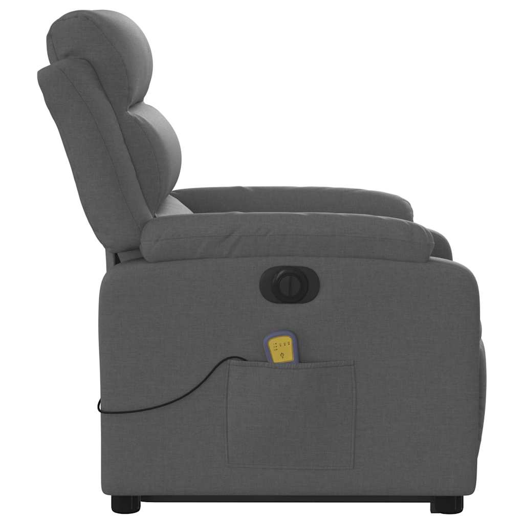 Poltrona elétrica elevatória massagens tecido cinzento-escuro
