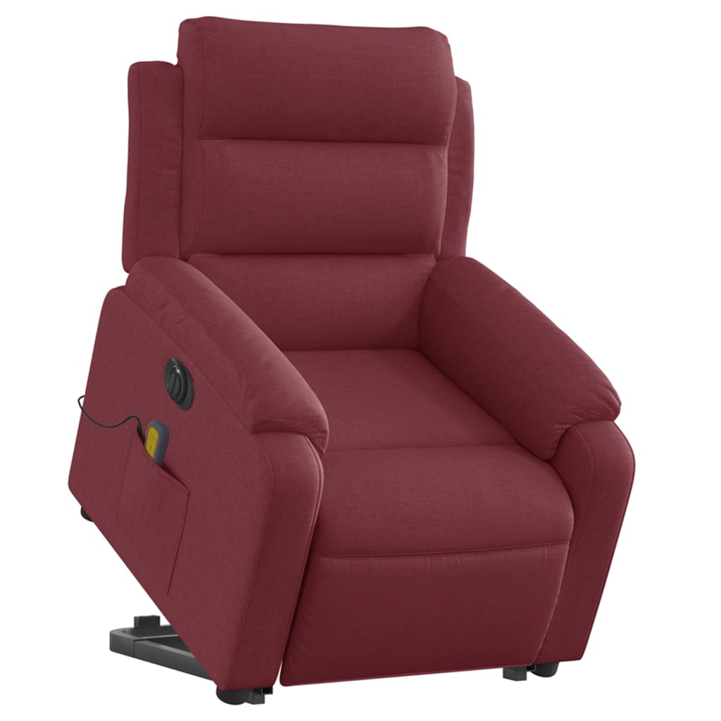 Poltrona elevatória de massagens elétrica tecido vermelho tinto