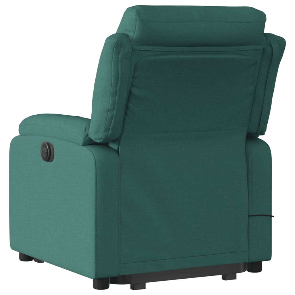 Poltrona elétrica elevatória massagens tecido verde-escuro