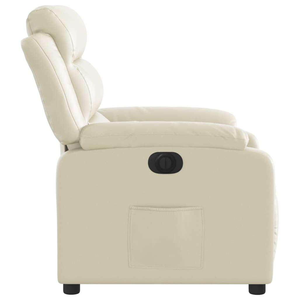 Poltrona reclinável elétrica couro artificial cor creme