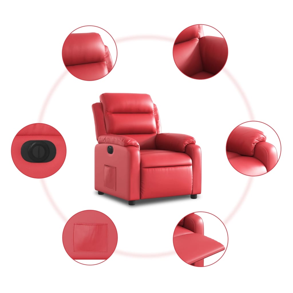 Poltrona reclinável elétrica couro artificial vermelho