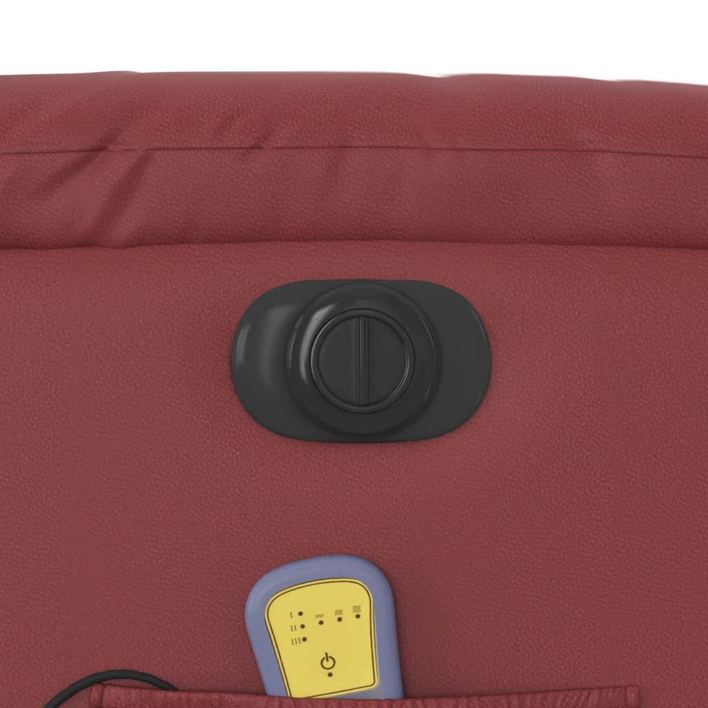 Poltrona massagens reclin. elétrica couro artif. vermelho-tinto