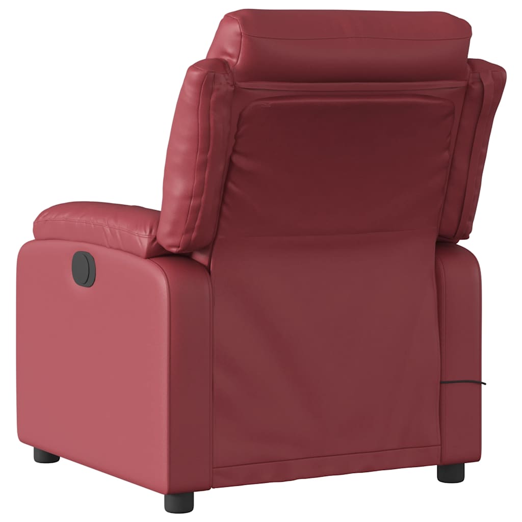 Poltrona massagens reclin. elétrica couro artif. vermelho-tinto