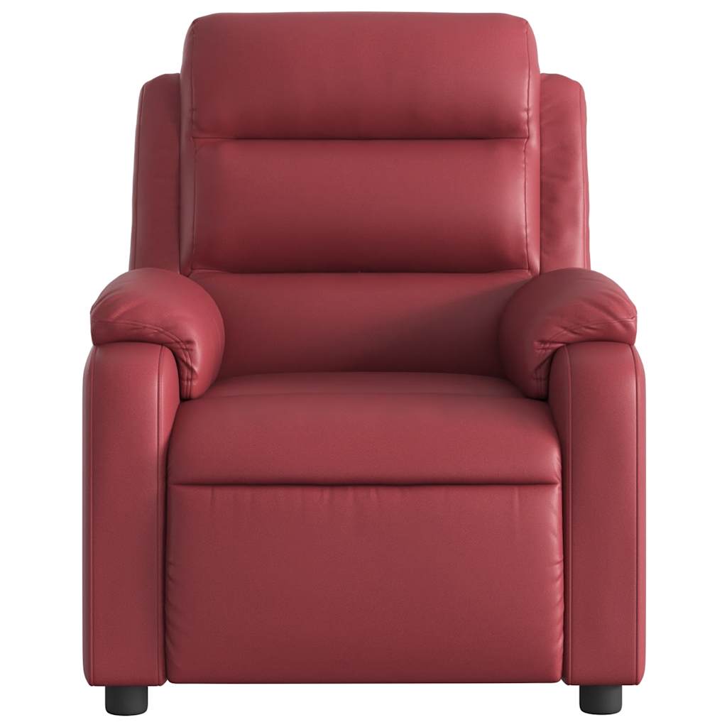 Poltrona massagens reclin. elétrica couro artif. vermelho-tinto