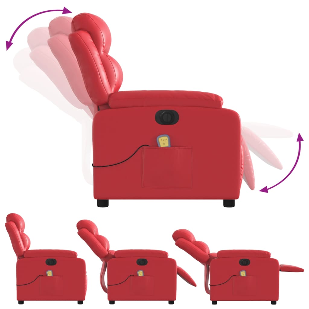 Poltrona massagens reclinável elétrica couro artif. vermelho