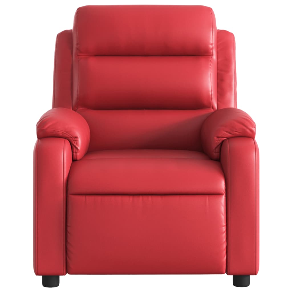Poltrona massagens reclinável elétrica couro artif. vermelho