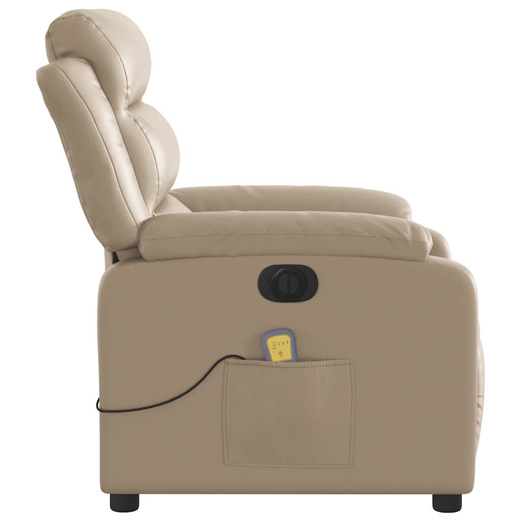 Poltrona massagens reclinável elétrica couro artif. cappuccino