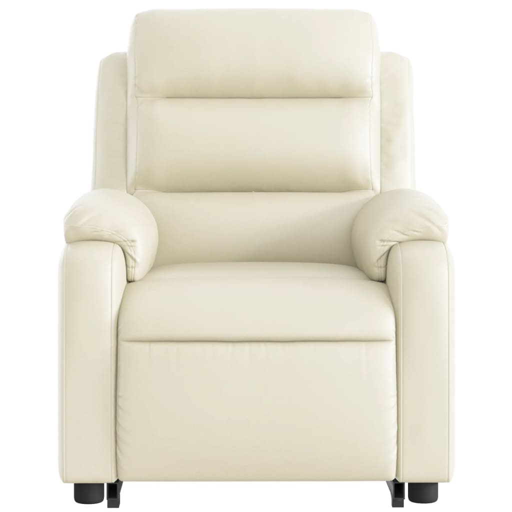 Poltrona reclinável elevatória couro artificial cor creme