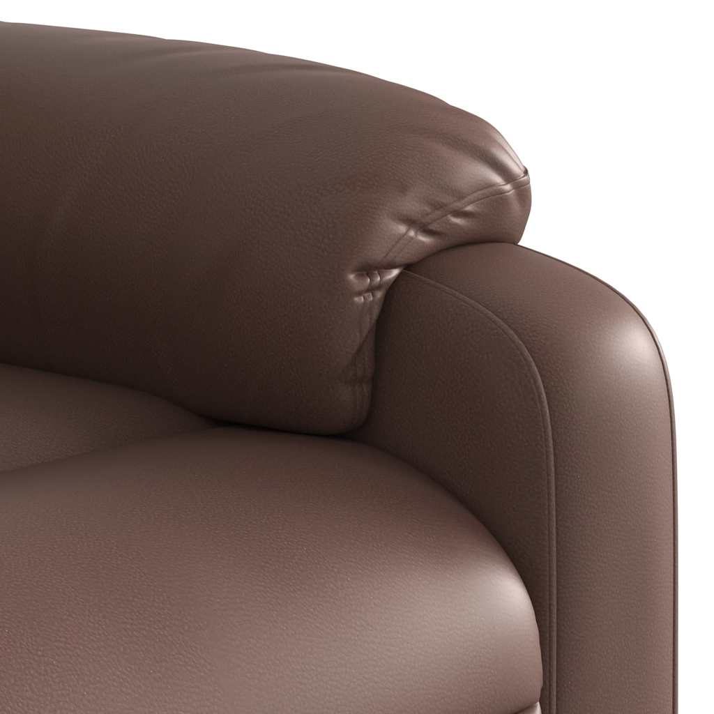 Poltrona reclinável elevatória couro artificial castanho