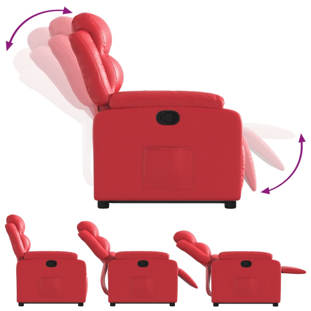 Poltrona reclinável elevatória couro artificial vermelho