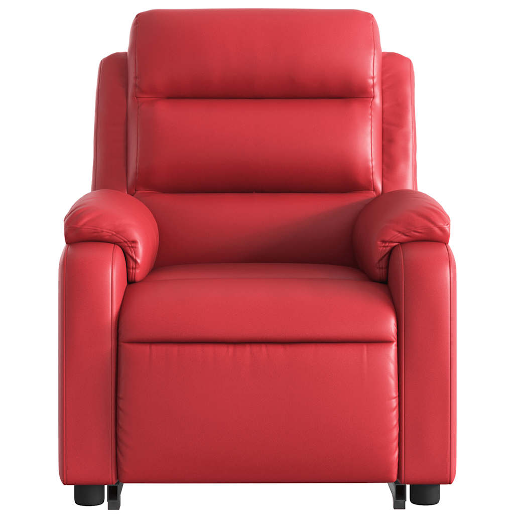 Poltrona reclinável elevatória couro artificial vermelho