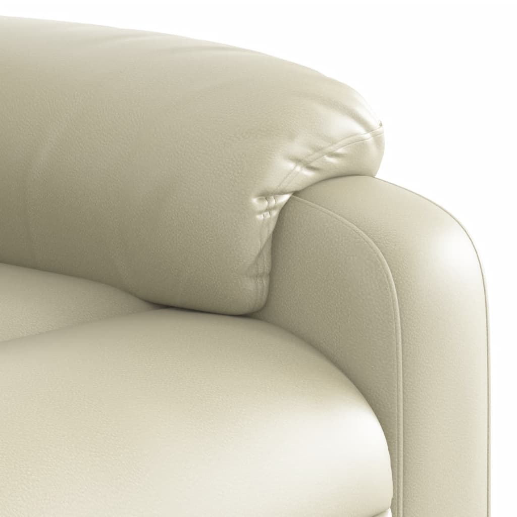 Poltrona reclinável de massagens couro artificial cor creme