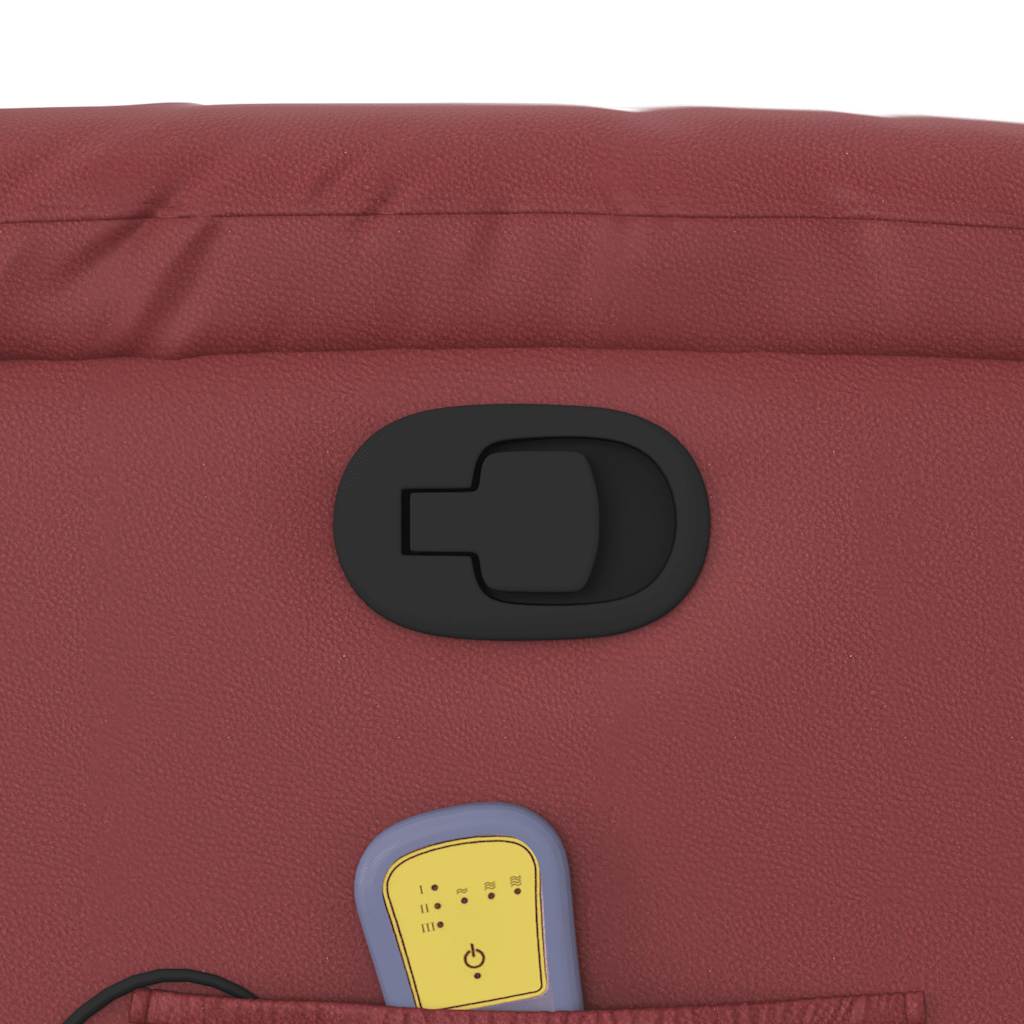 Poltrona massagens reclinável couro artificial vermelho tinto