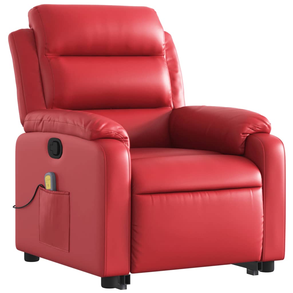 Poltrona massagens reclinável elevatória couro artif. vermelho