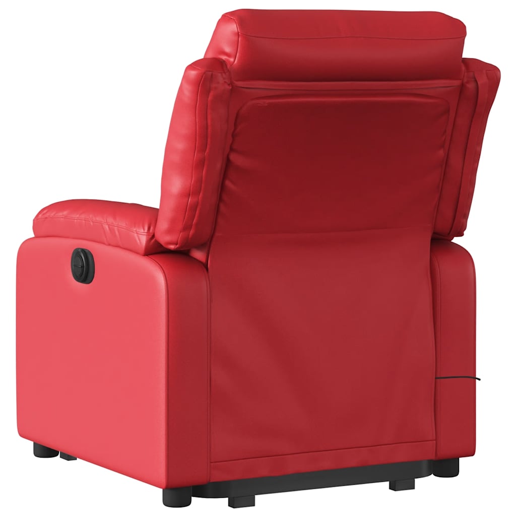 Poltrona massagens reclinável elevatória couro artif. vermelho