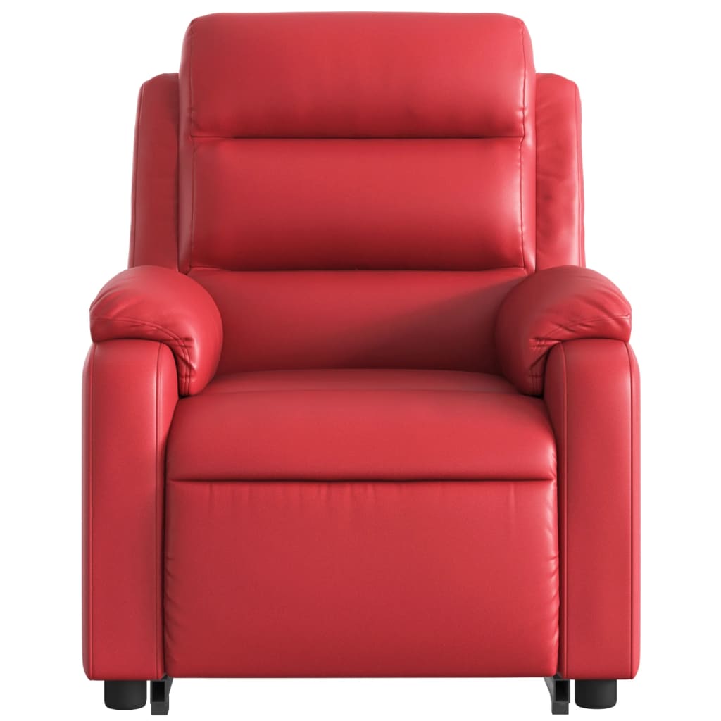 Poltrona massagens reclinável elevatória couro artif. vermelho