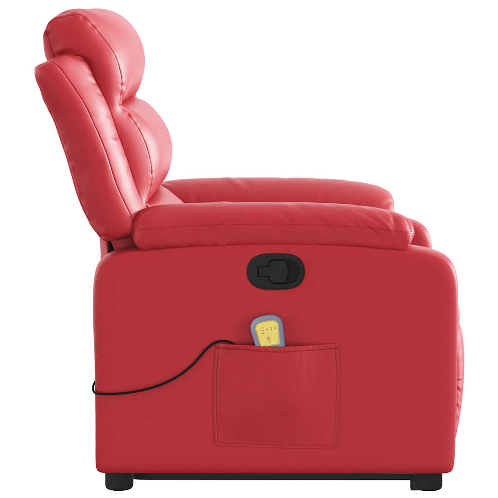 Poltrona massagens reclinável elevatória couro artif. vermelho
