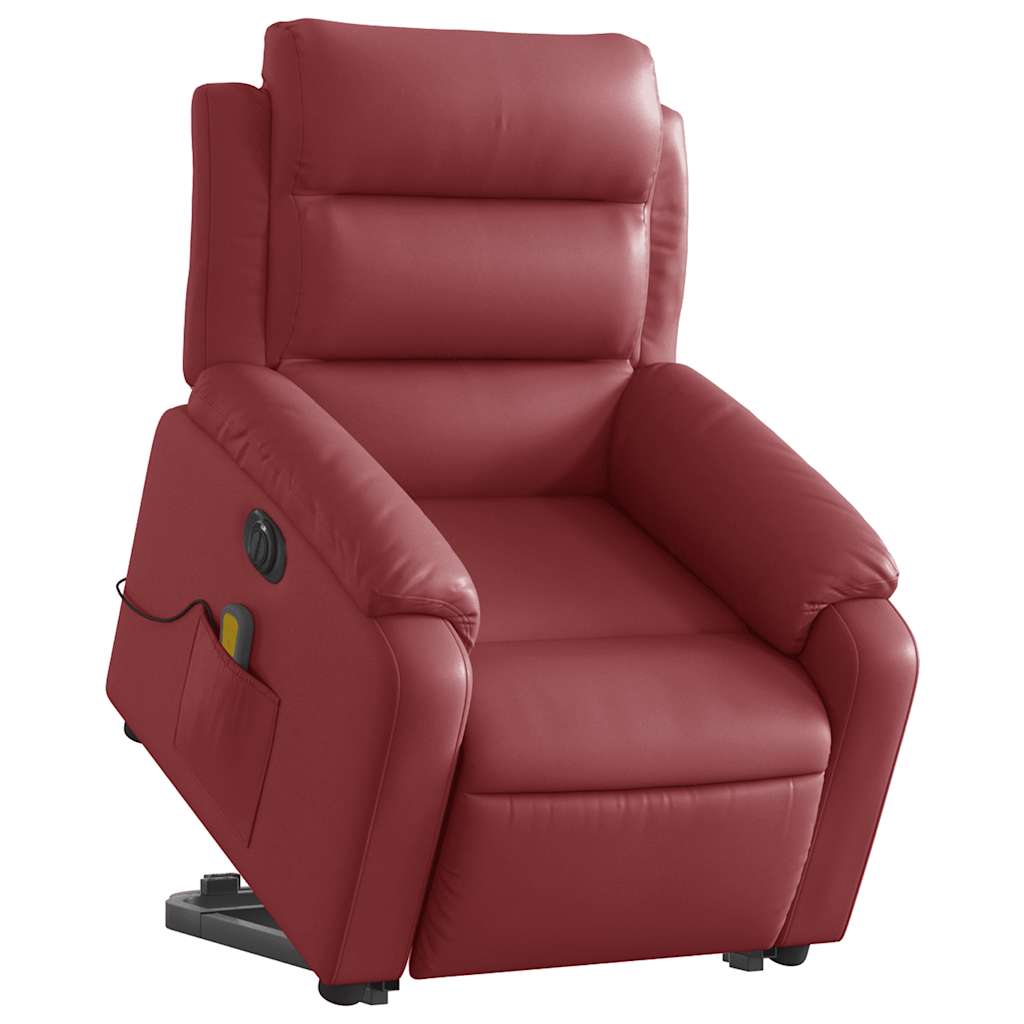 Poltrona reclin. elevatória elétrica couro artif vermelho-tinto