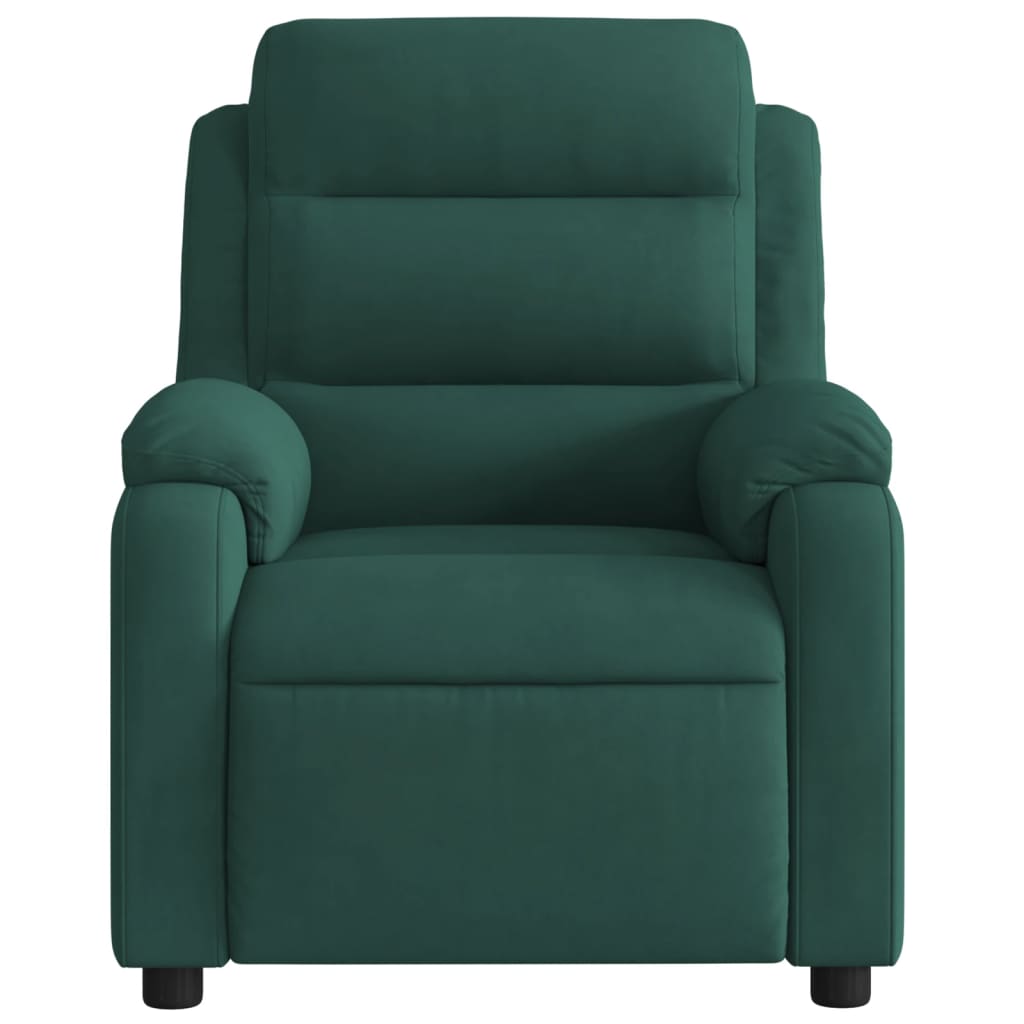 Poltrona reclinável elétrica veludo verde-escuro