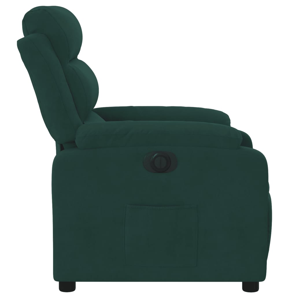 Poltrona reclinável elétrica veludo verde-escuro