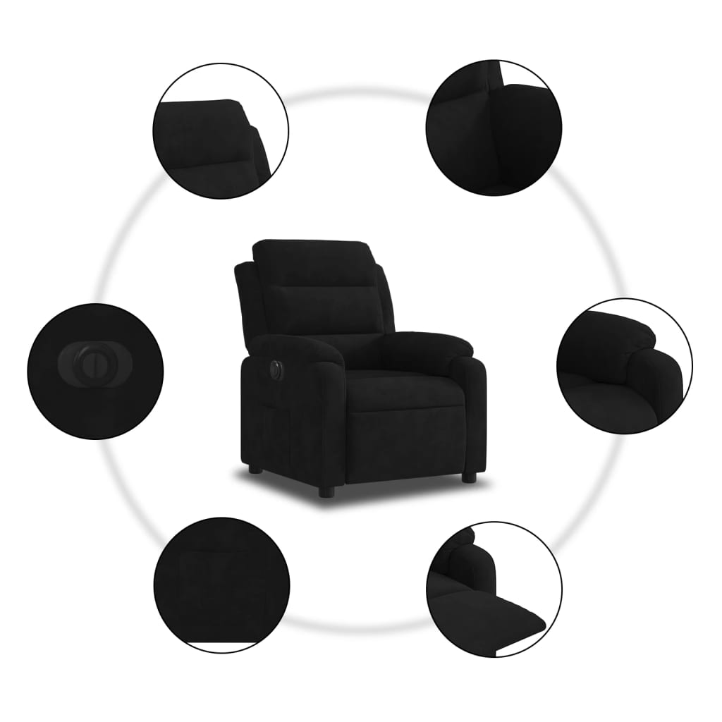 Poltrona de massagens reclinável veludo preto