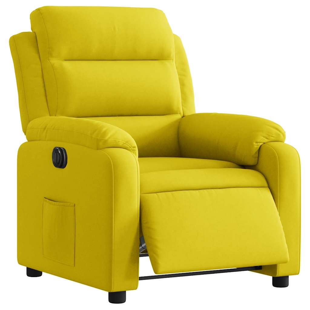 Poltrona elétrica reclinável veludo amarelo