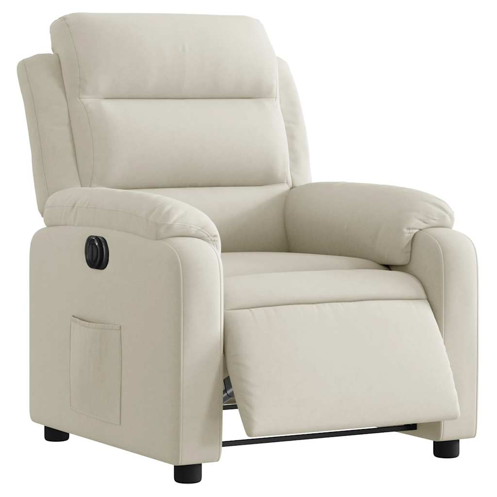 Poltrona de massagens reclinável veludo cor creme
