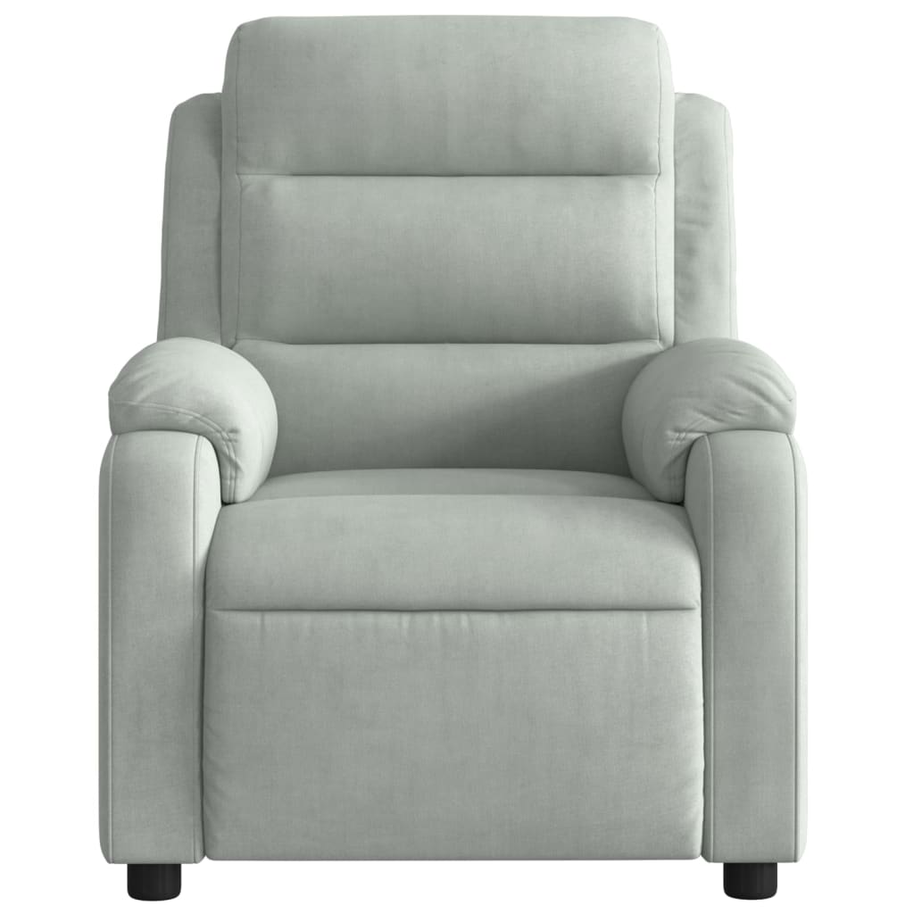 Poltrona de massagens reclinável elétrica veludo cinzento-claro