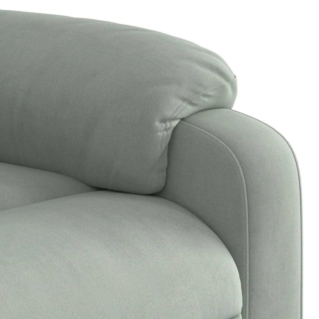 Poltrona de massagens reclinável elétrica veludo cinzento-claro