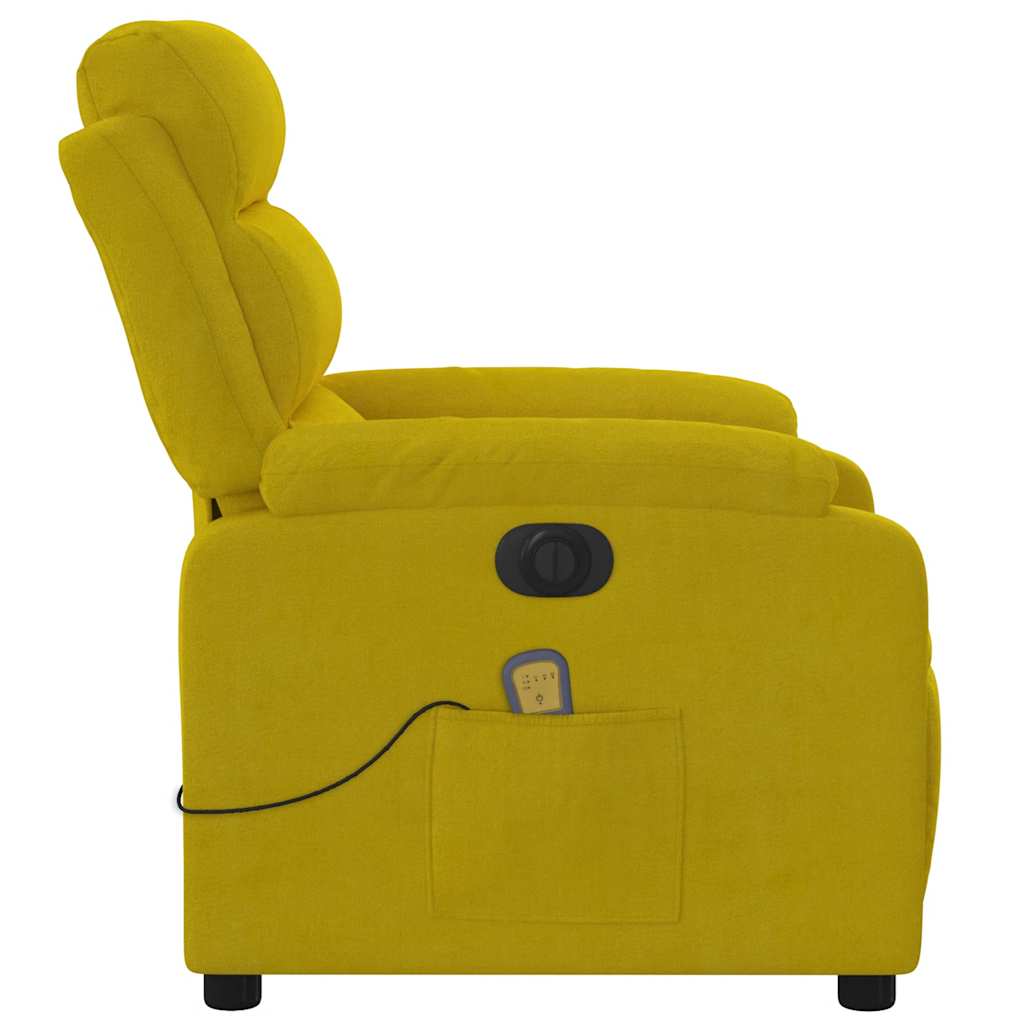 Poltrona de massagens reclinável elétrica veludo amarelo