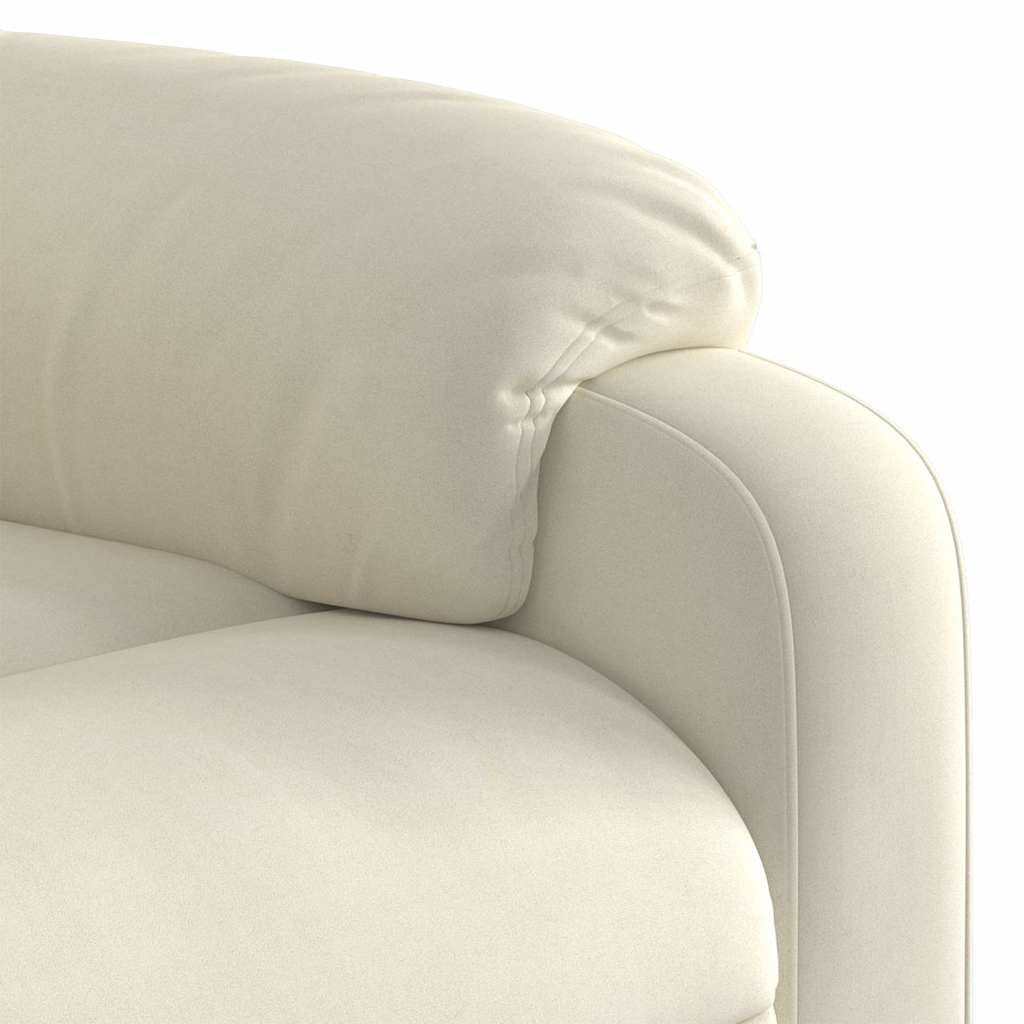 Poltrona de massagens reclinável elétrica veludo cor creme